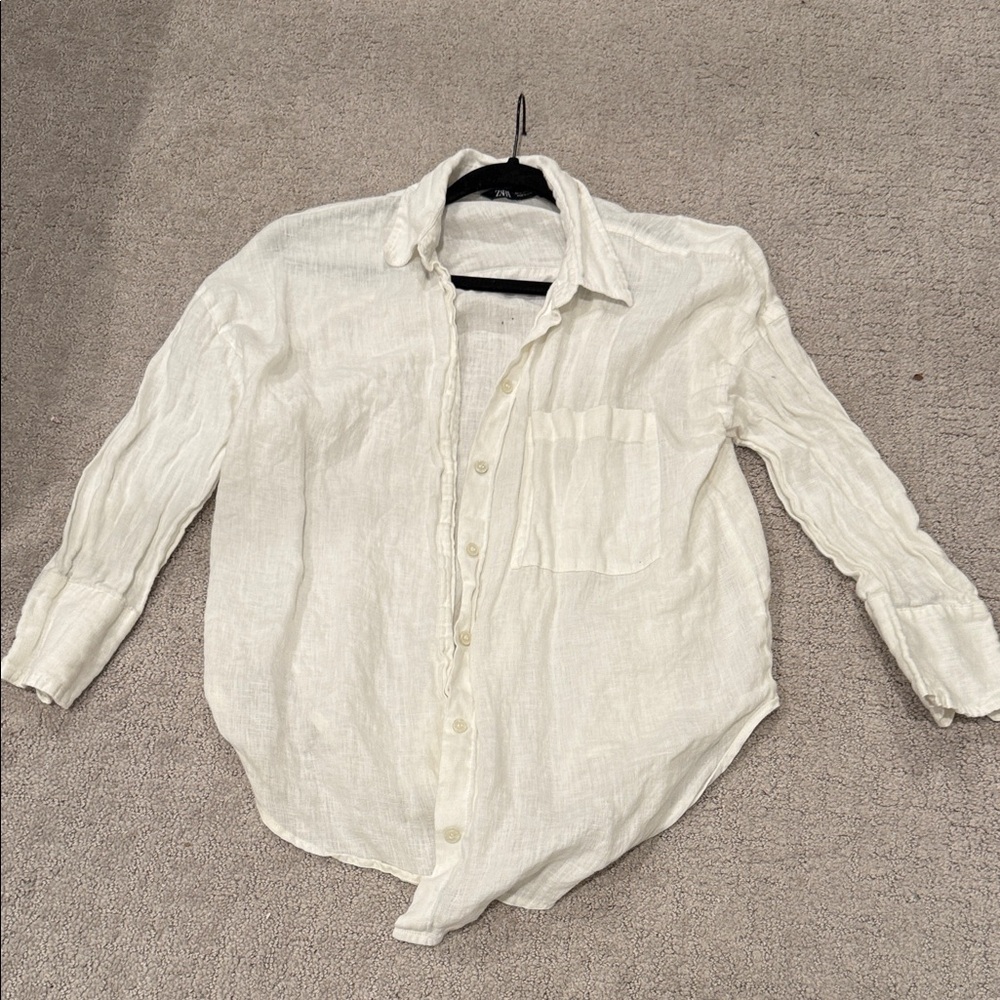 Zara Cream Linen Blouse